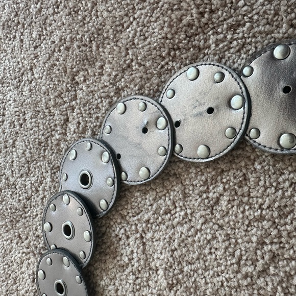 Black Boho Medallion Disc Silver Round Buckle Statement - Picture 6 of 10